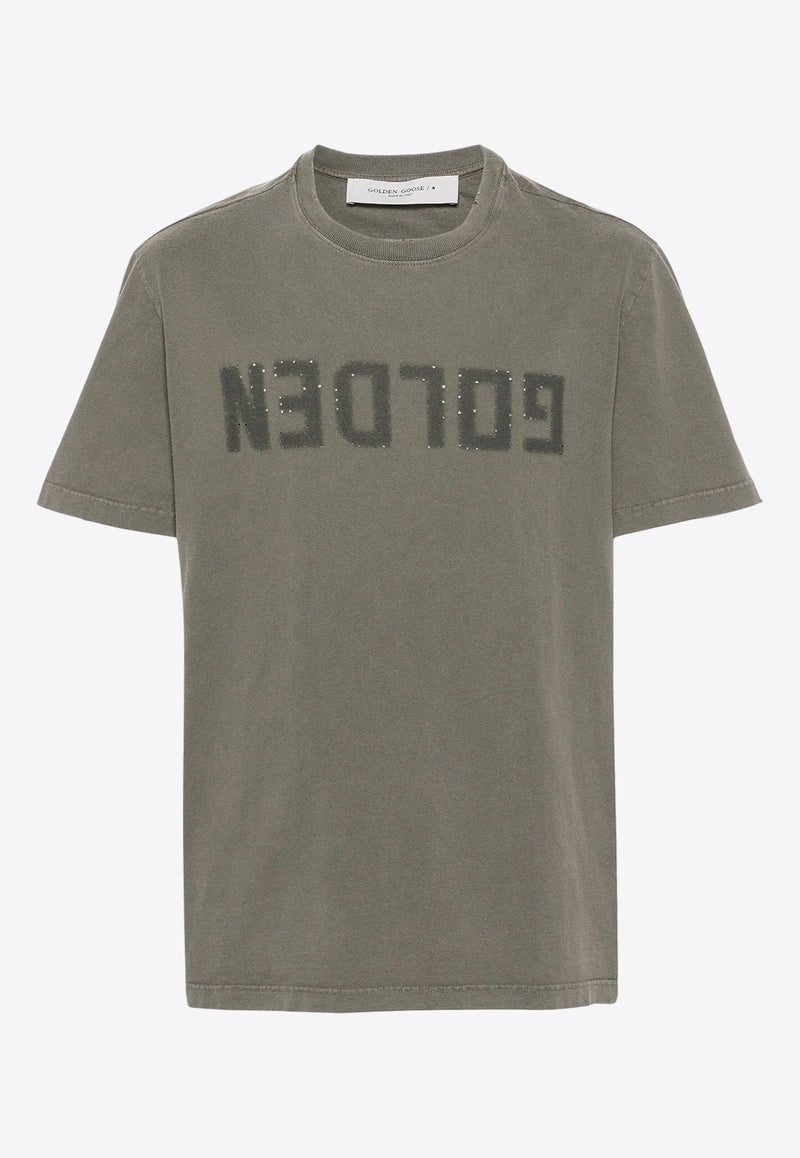 Golden Goose DB Distressed Logo T-shirt Olive GMP01220P000671_35479