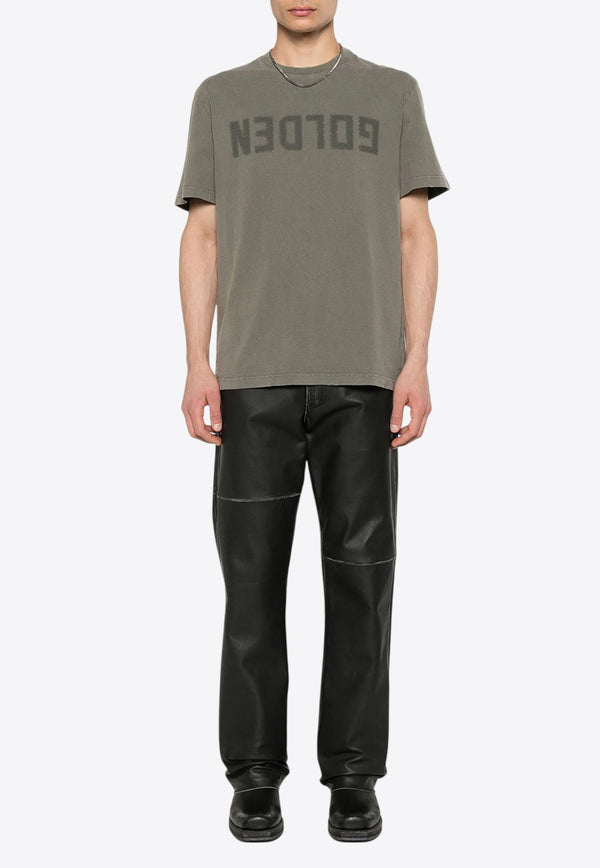 Golden Goose DB Distressed Logo T-shirt Olive GMP01220P000671_35479