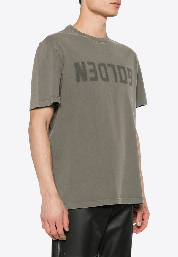 Golden Goose DB Distressed Logo T-shirt Olive GMP01220P000671_35479