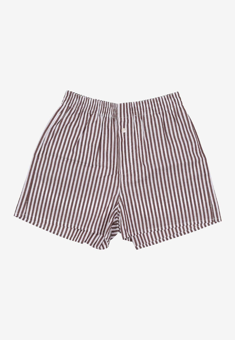 La Rose Striped Mini Shorts Brown PS002001_BROWN STRIPES