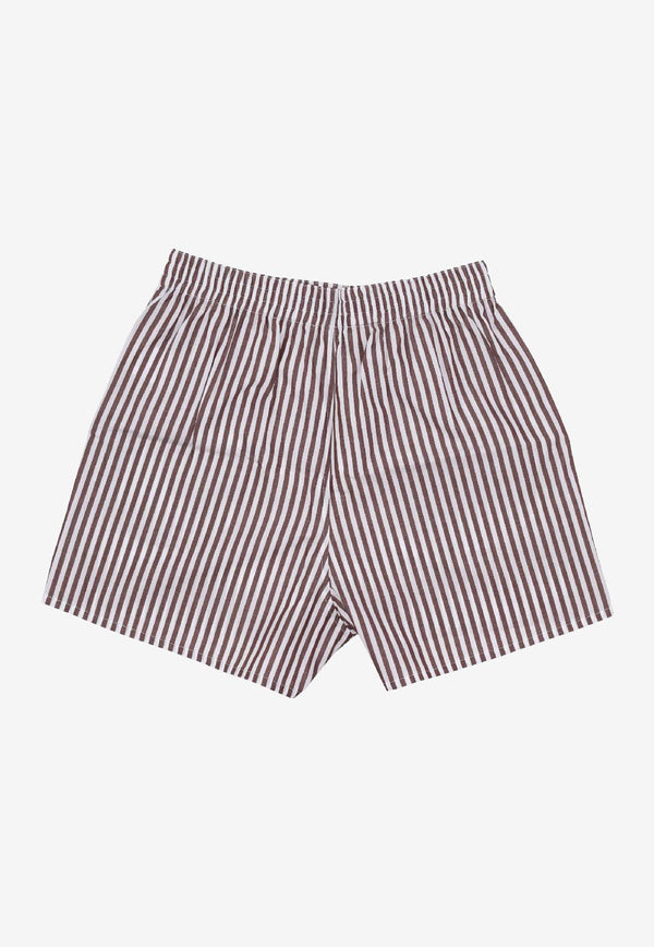 La Rose Striped Mini Shorts Brown PS002001_BROWN STRIPES