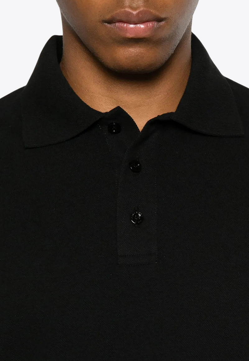 Saint Laurent Logo Embroidered Polo T-shirt Black 798944Y37HC_1000