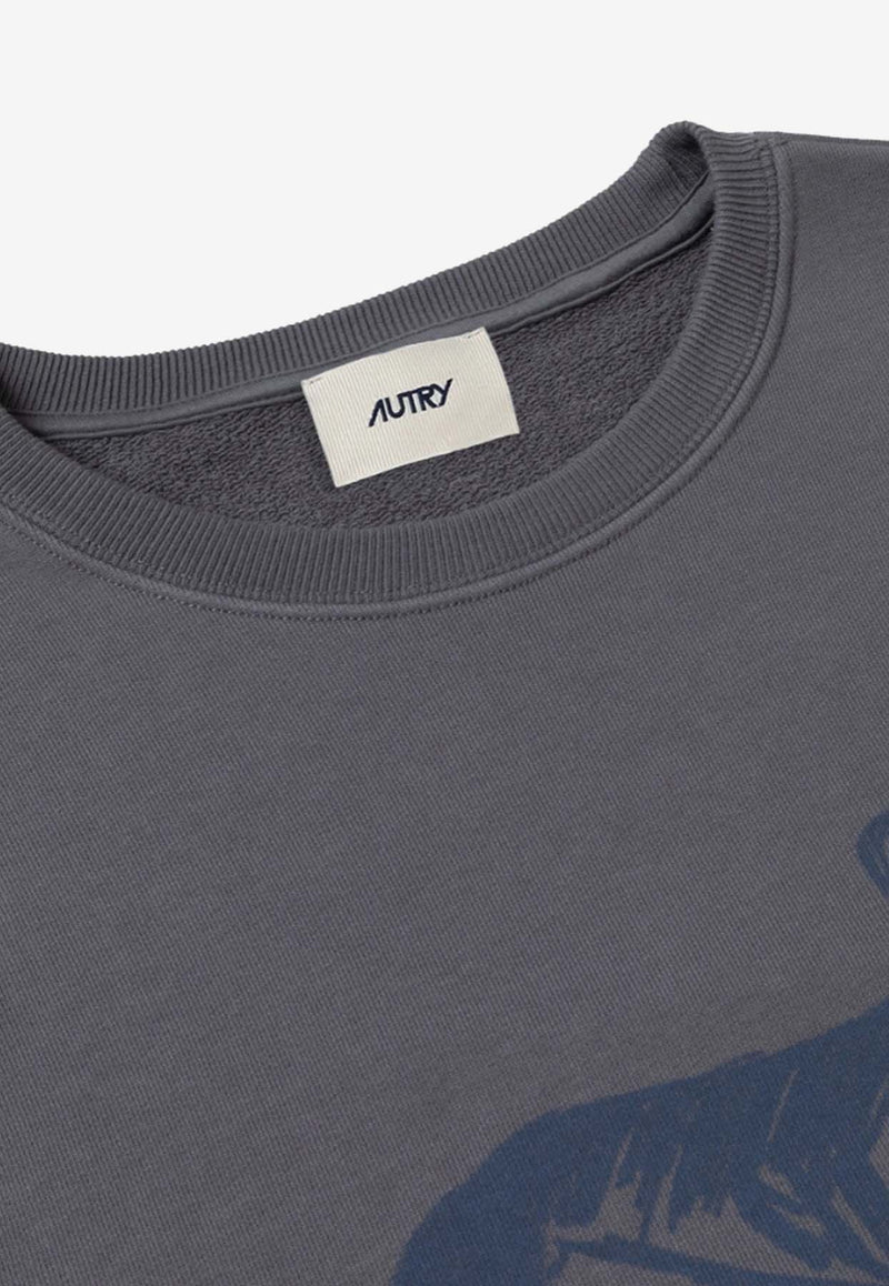 Autry Lacy Water Print Crewneck Sweatshirt Gray SWPM76_JF
