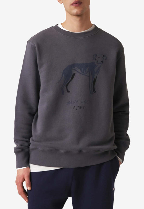Autry Lacy Water Print Crewneck Sweatshirt Gray SWPM76_JF