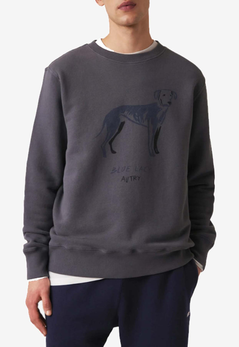 Autry Lacy Water Print Crewneck Sweatshirt Gray SWPM76_JF