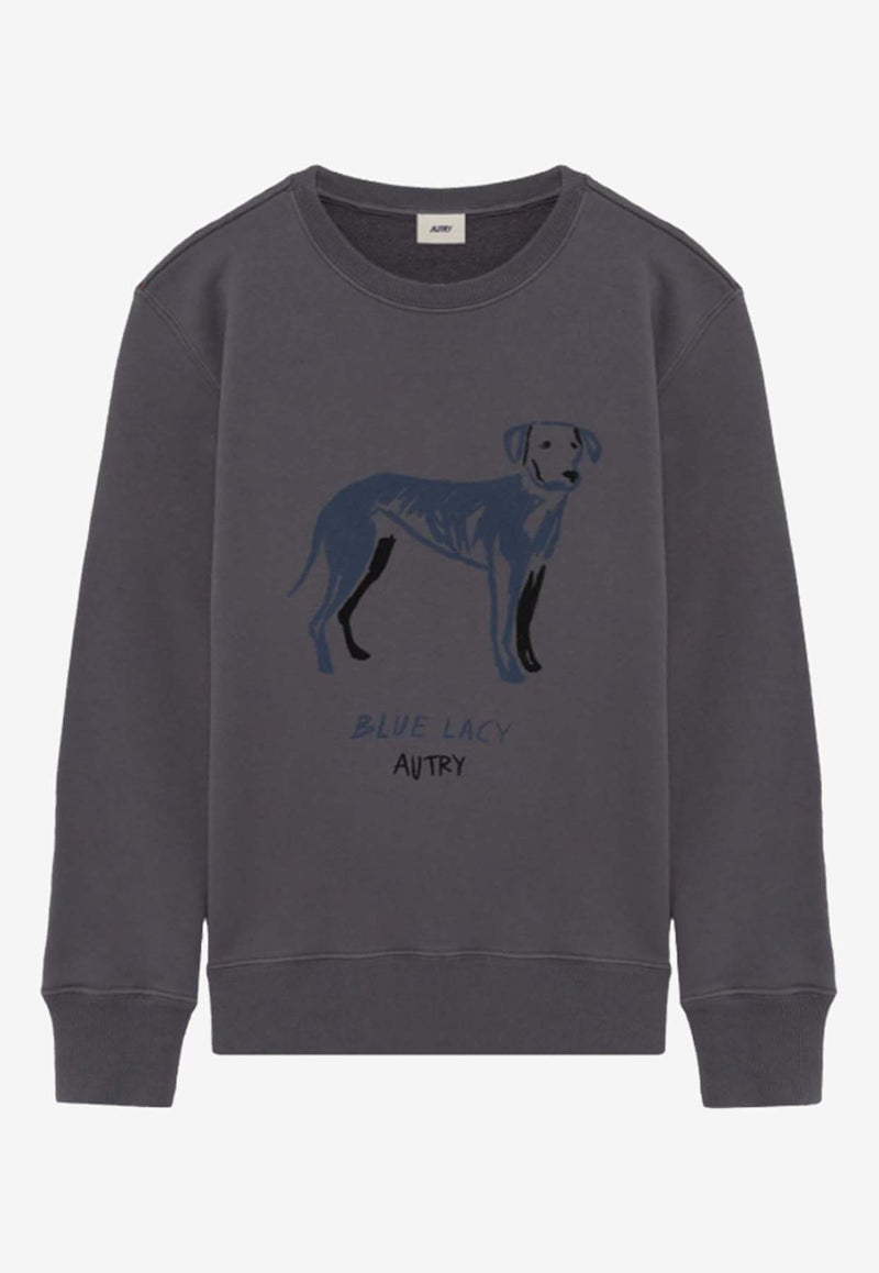 Autry Lacy Water Print Crewneck Sweatshirt Gray SWPM76_JF