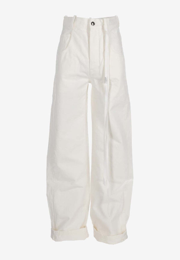 Ann Demeulemeester Claire Wide-Leg Jeans White B0010197FA559_002