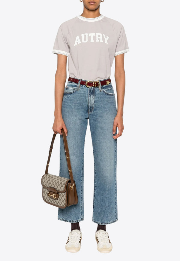 Autry Logo Print Crewneck T-shirt Gray TSPW94_CF