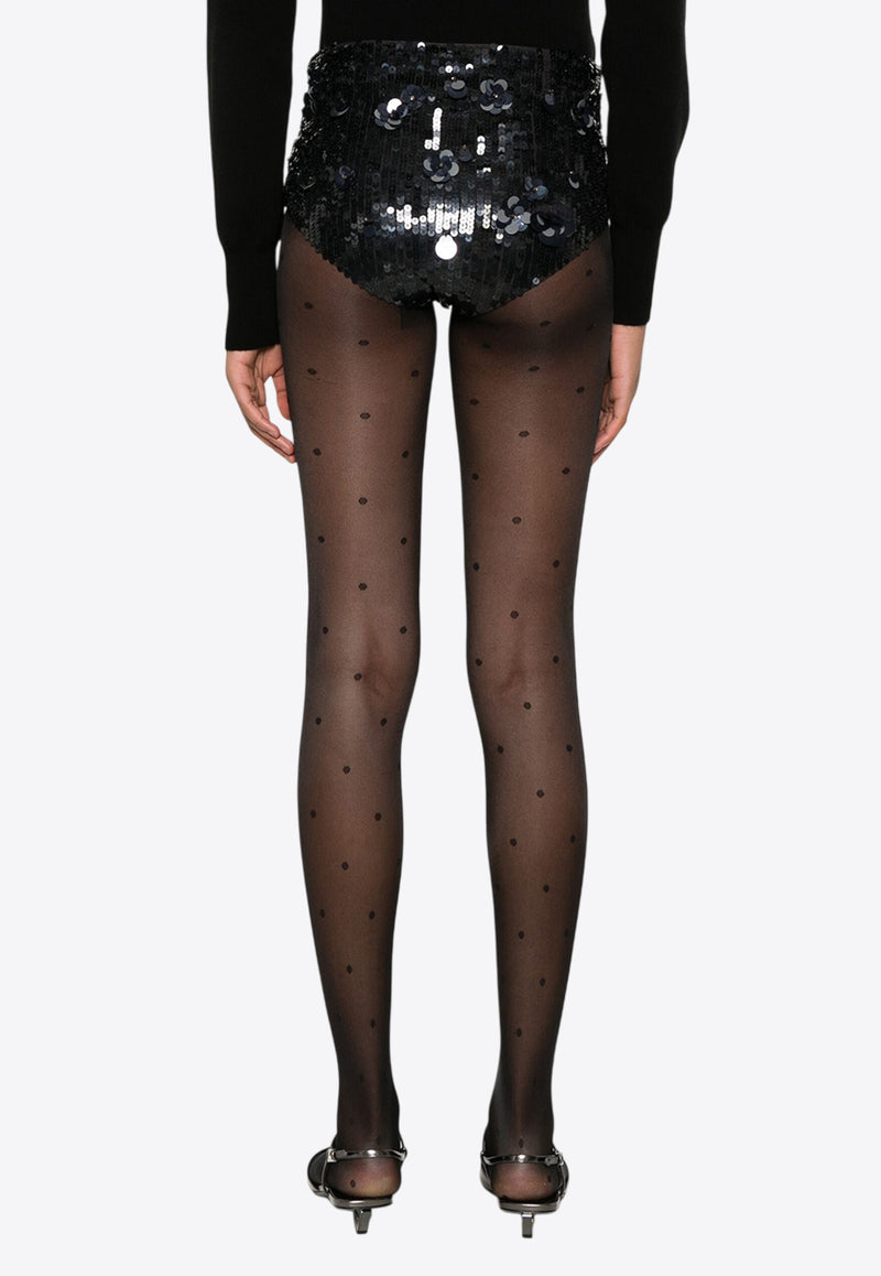 P.A.R.O.S.H Glow Sequined Mini Shorts Black D210570GLOW_037
