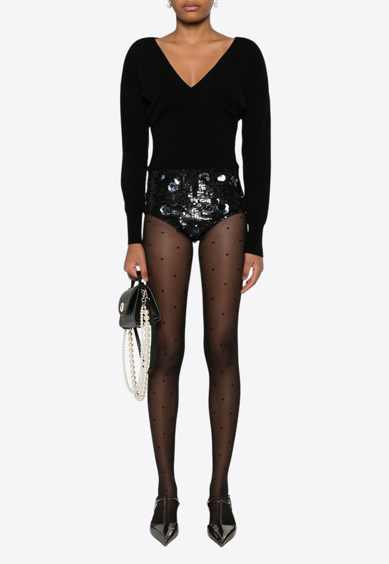 P.A.R.O.S.H Glow Sequined Mini Shorts Black D210570GLOW_037