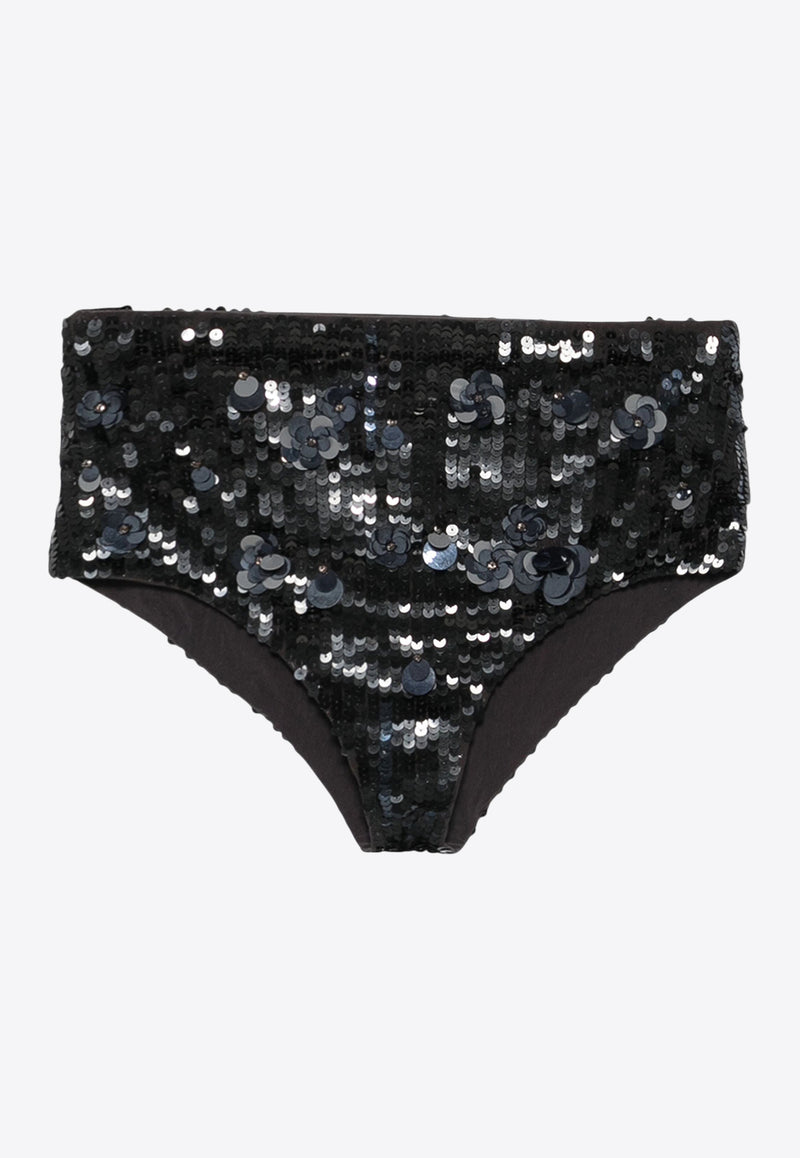 P.A.R.O.S.H Glow Sequined Mini Shorts Black D210570GLOW_037