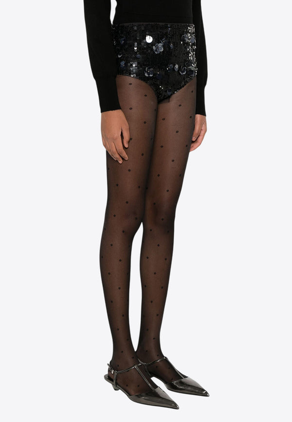 P.A.R.O.S.H Glow Sequined Mini Shorts Black D210570GLOW_037