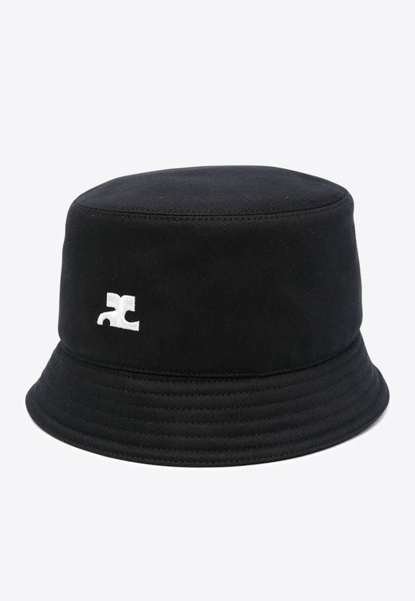 Courrèges Logo Embroidered Canvas Bucket Hat  Black 124ACP005CO0024_9999