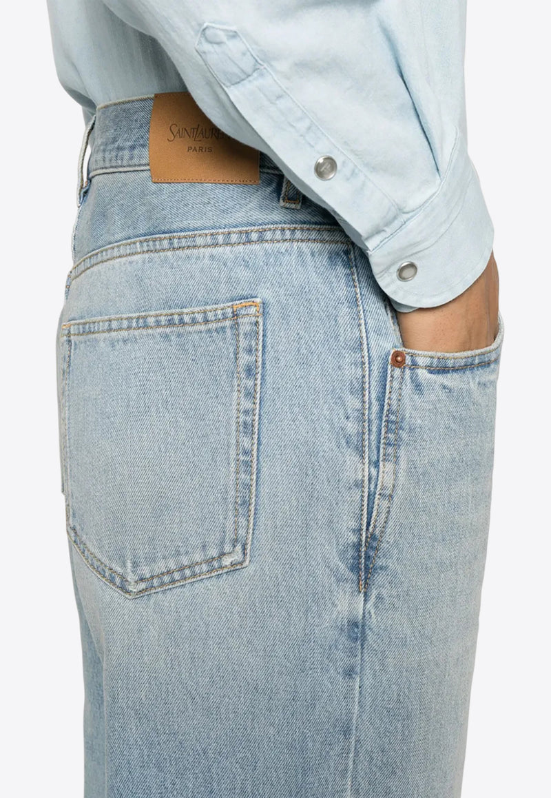 Saint Laurent Washed Straight-Leg Jeans  Blue 795394Y21KD_4414