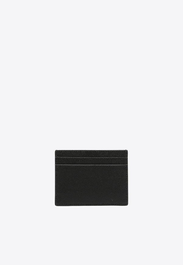 Saint Laurent Logo Stamp Grained Leather Cardholder Black 375946BTY0N_1000
