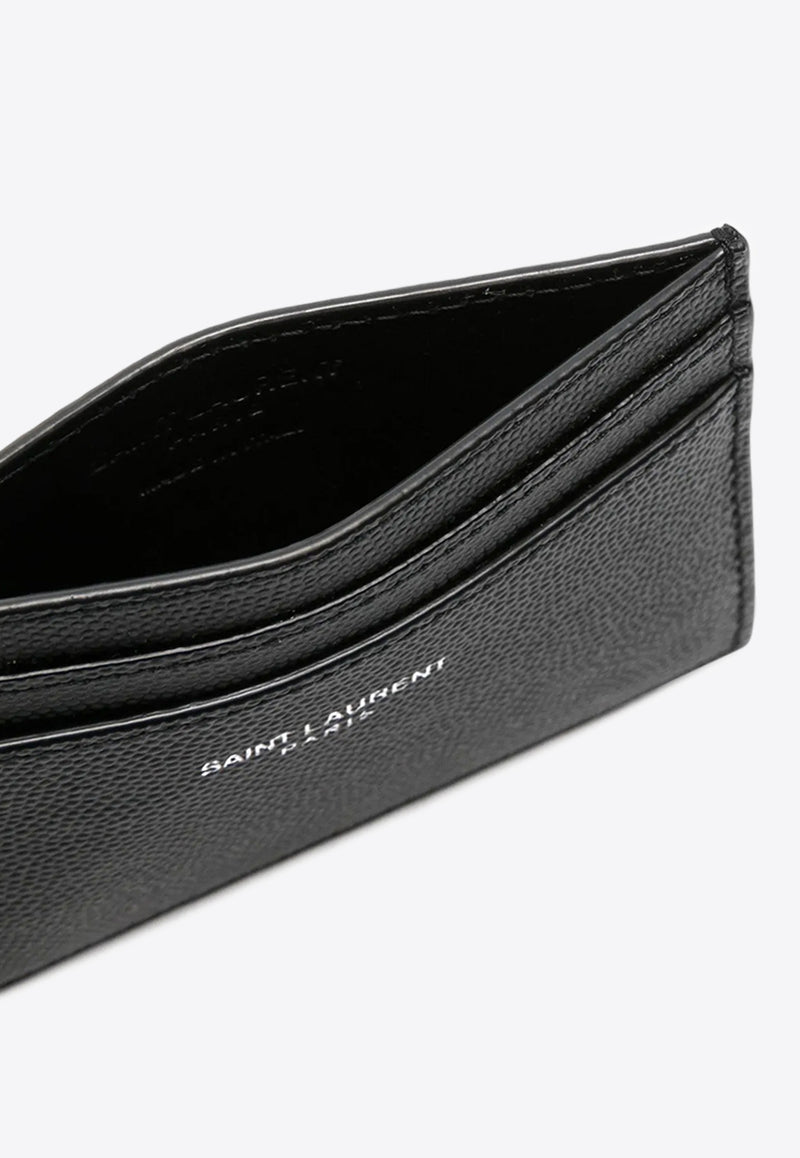 Saint Laurent Logo Stamp Grained Leather Cardholder Black 375946BTY0N_1000