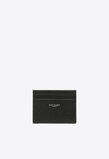 Saint Laurent Logo Stamp Grained Leather Cardholder Black 375946BTY0N_1000