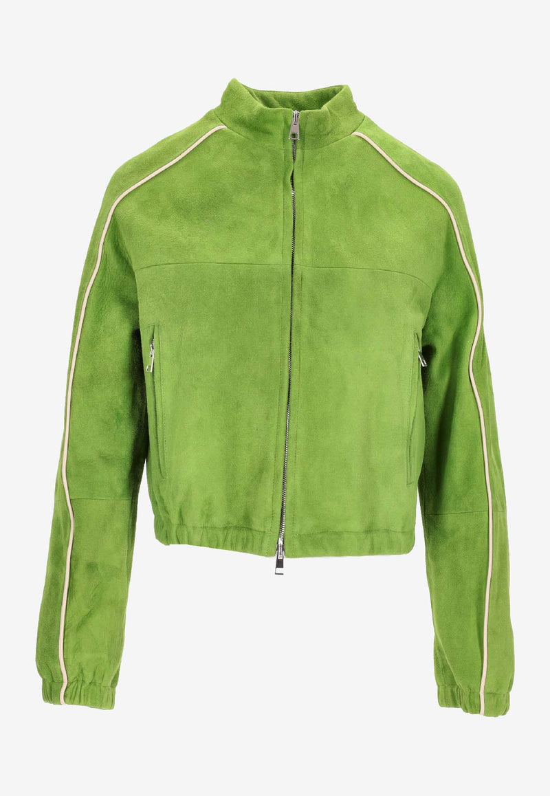 La Rose Suede Cropped Jacket Green 1603_verde