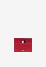 Thom Browne Signature Stripe Loop Cardholder in Pebbled Leather Red MAW031L00198_600