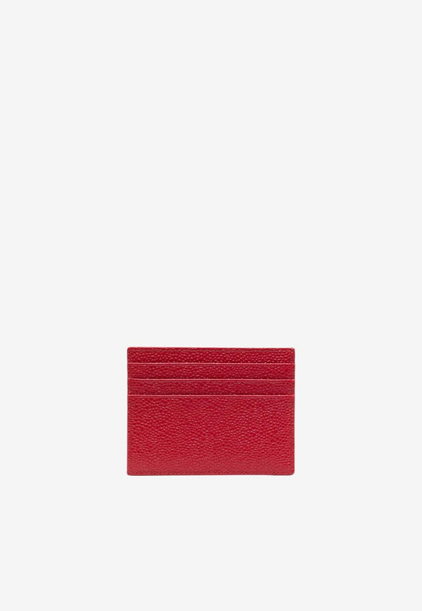 Thom Browne Signature Stripe Loop Cardholder in Pebbled Leather Red MAW031L00198_600