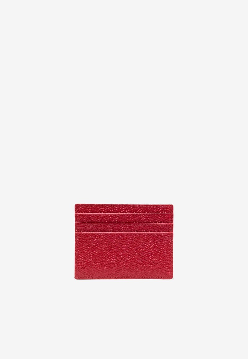 Thom Browne Signature Stripe Loop Cardholder in Pebbled Leather Red MAW031L00198_600