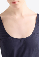 Prada Scoop-Neck Pleated Mini Dress Navy P3O56SOOO16NT_F0008