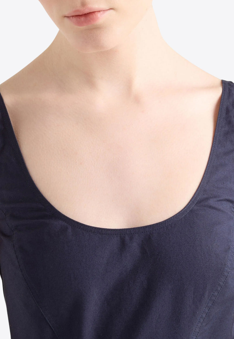 Prada Scoop-Neck Pleated Mini Dress Navy P3O56SOOO16NT_F0008