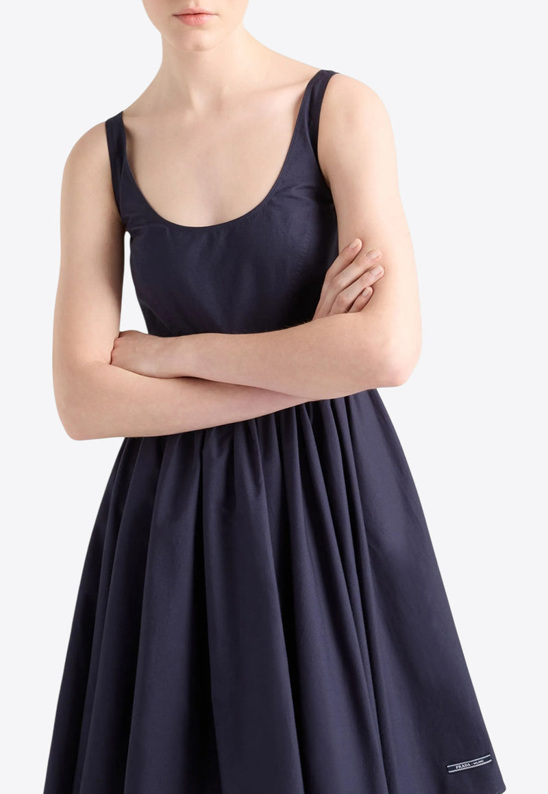 Prada Scoop-Neck Pleated Mini Dress Navy P3O56SOOO16NT_F0008