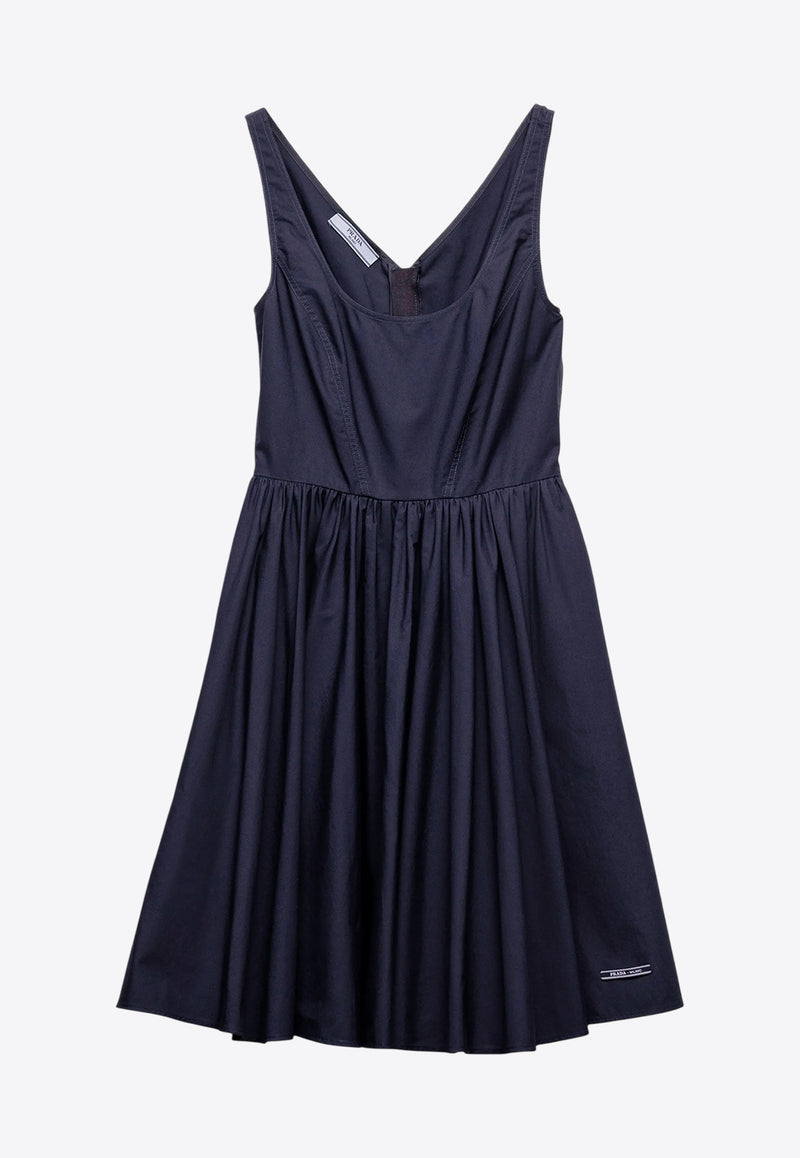 Prada Scoop-Neck Pleated Mini Dress Navy P3O56SOOO16NT_F0008