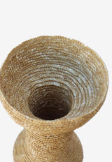 La Rose Leather Trim Vase Beige P22CAT_95