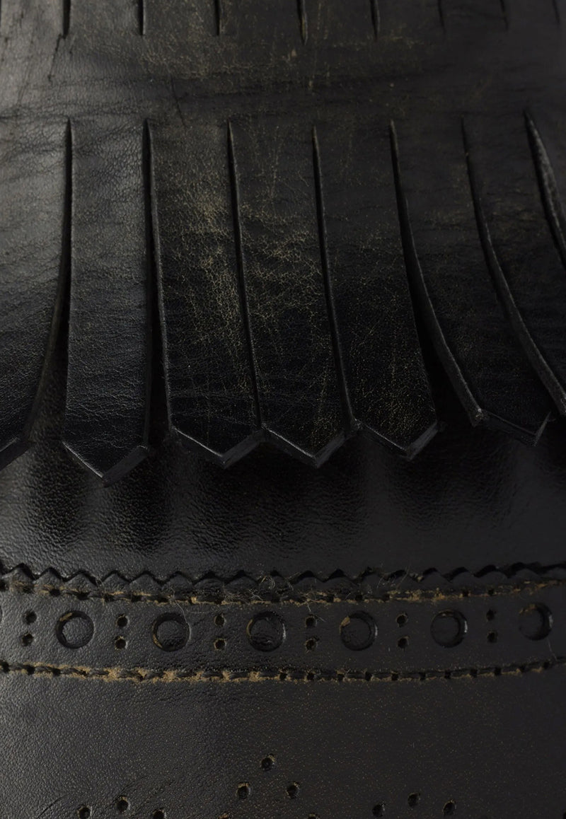 Prada Shuffle Fringed Calf Leather Mules Black 1S973NFA005070_F0002