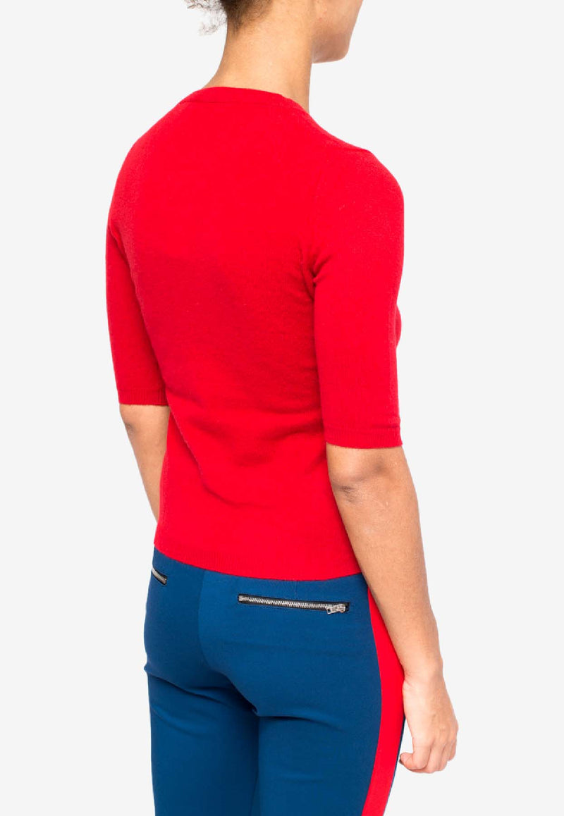 La Rose Cashmere Knit Top Red GDC22805C_40063