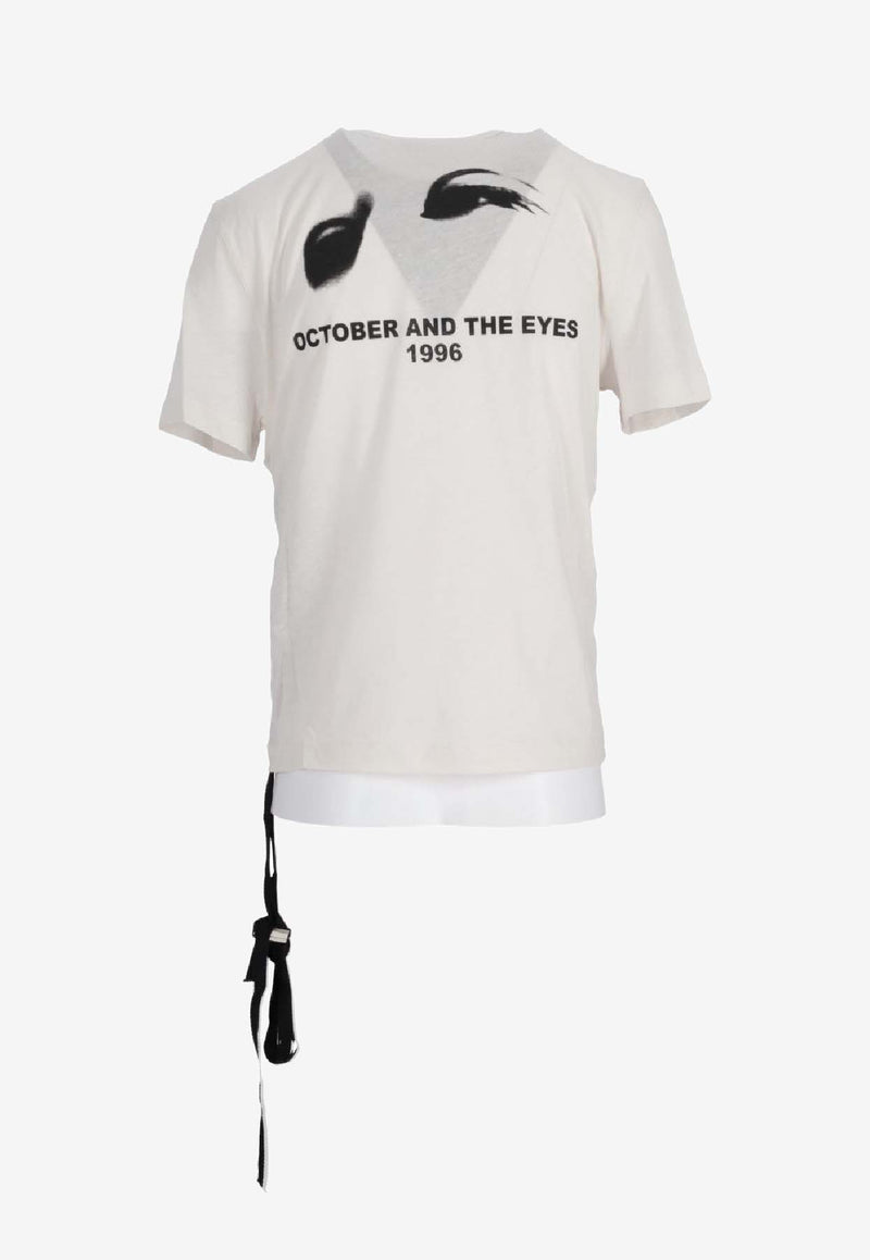 Ann Demeulemeester Fanie October And The Eyes Print T-shirt with Strap White B0012549FA206_003