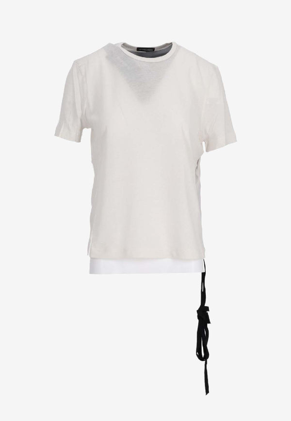 Ann Demeulemeester Fanie October And The Eyes Print T-shirt with Strap White B0012549FA206_003