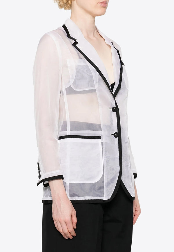 Thom Browne Semi-Sheer Organza Blazer White FBC927B05762_100