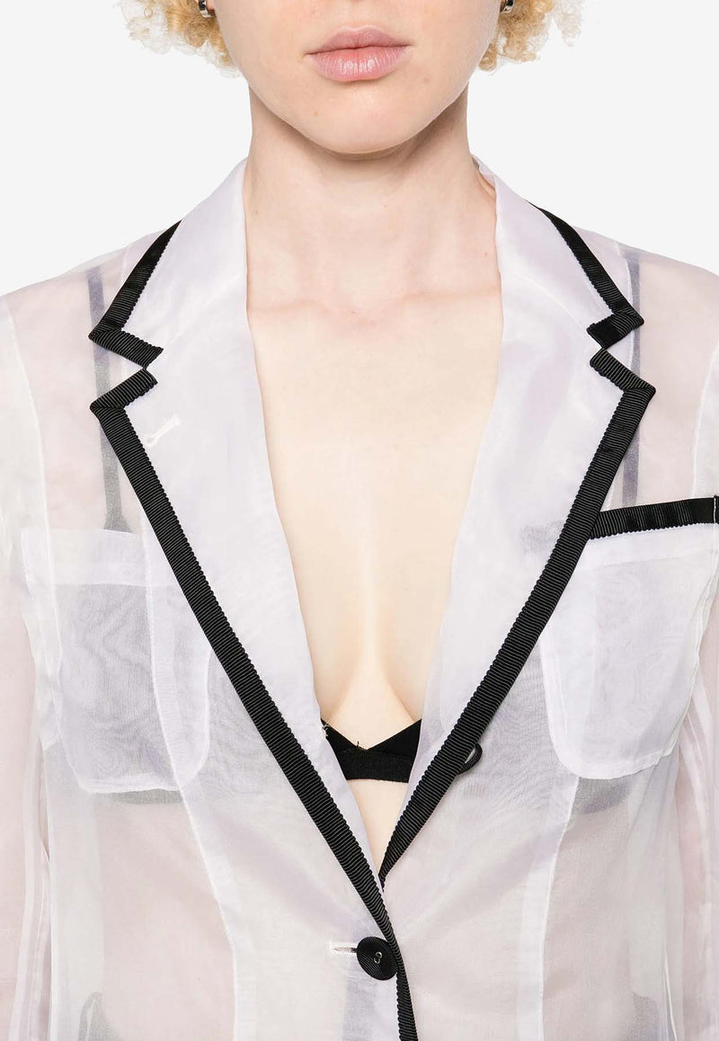 Thom Browne Semi-Sheer Organza Blazer White FBC927B05762_100