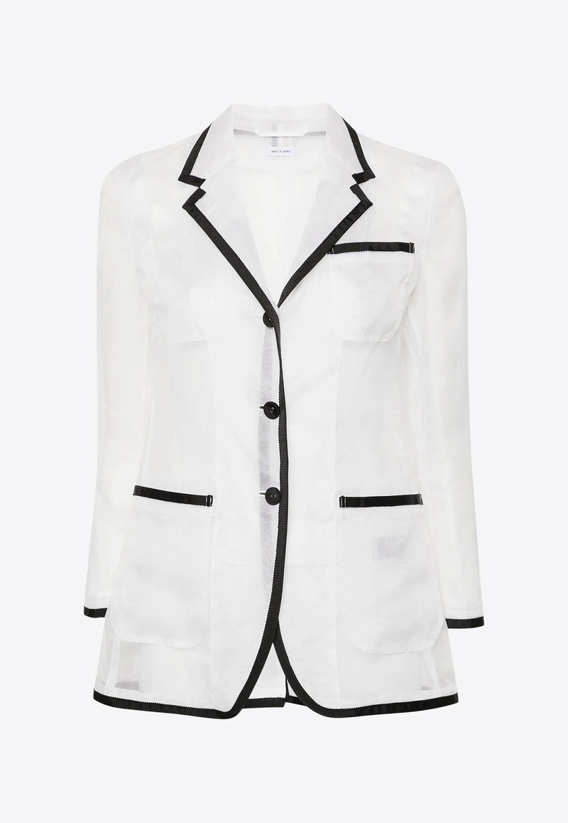 Thom Browne Semi-Sheer Organza Blazer White FBC927B05762_100