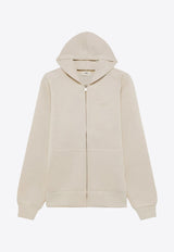 Autry Debossed Logo Neoprene Zip-Up Hoodie Cream JAPX33_RS
