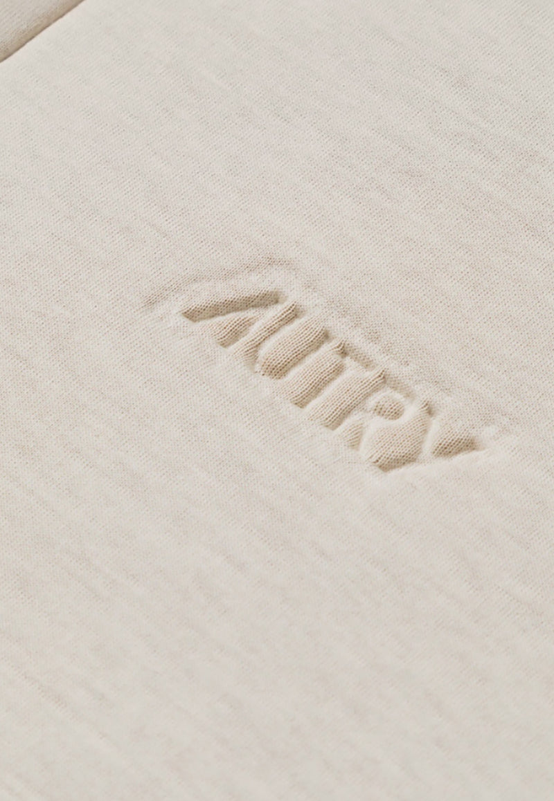 Autry Debossed Logo Neoprene Zip-Up Hoodie Cream JAPX33_RS