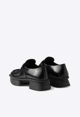 Prada Brushed Leather Platform Loafers Black 1D985NFD040055_F0002