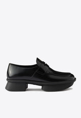 Prada Brushed Leather Platform Loafers Black 1D985NFD040055_F0002