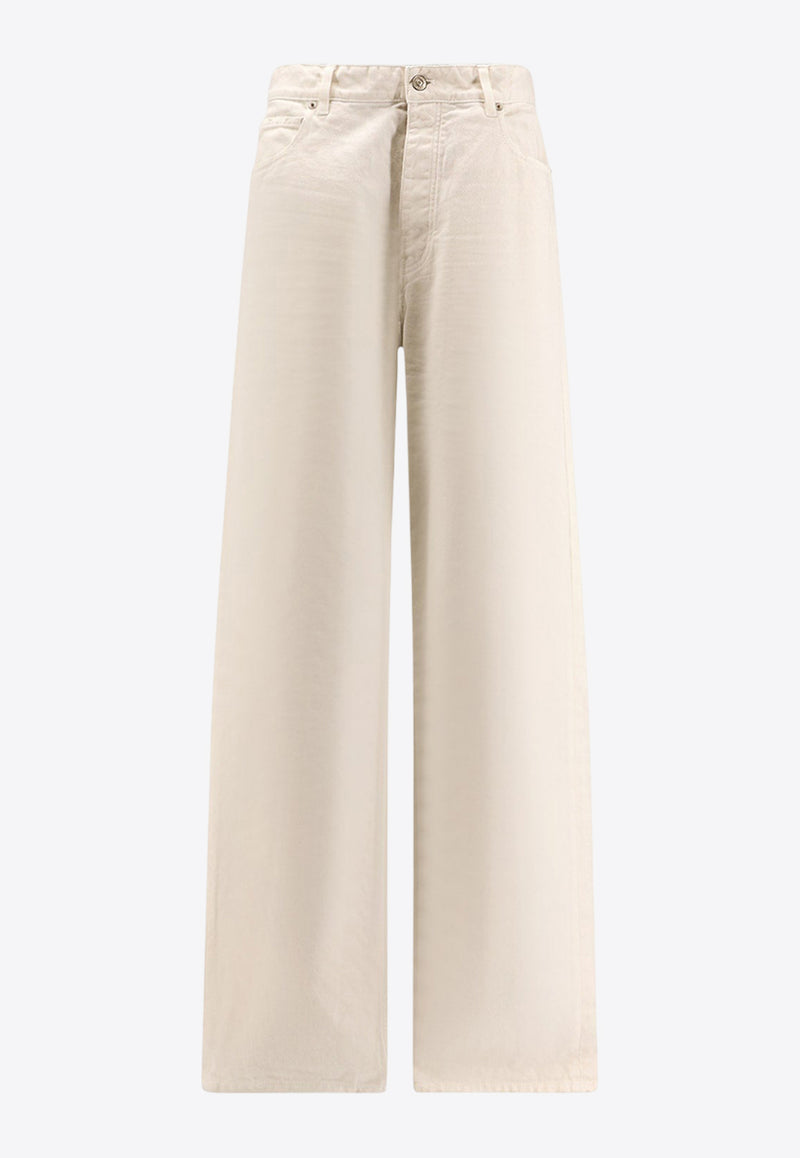 Balenciaga Logo Patch Loose Pants Cream 786468TJW94_9000_White_32772834