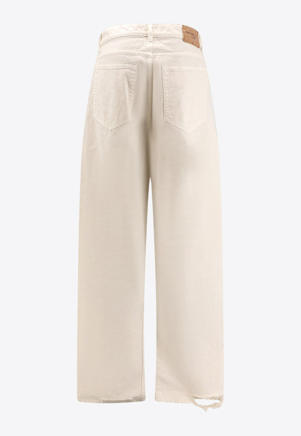 Balenciaga Logo Patch Loose Pants Cream 786468TJW94_9000_White_32772834