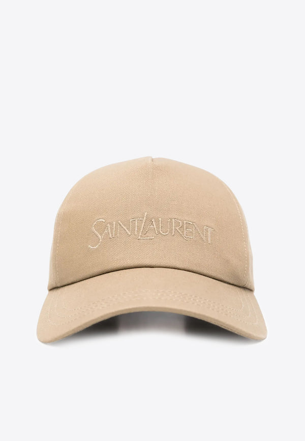 Saint Laurent Logo Embroidered Baseball Cap  Beige 7780633YP19_9700