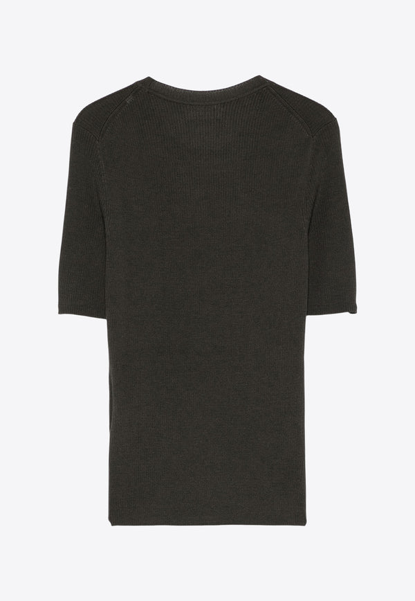 P.A.R.O.S.H Leila Ribbed Knit Wool Top Olive D510795LEILA24_007