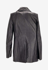 Ann Demeulemeester Helen Double-Breasted Leather Jacket Black B0010824LT081_099