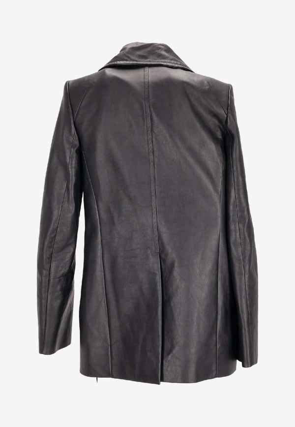 Ann Demeulemeester Helen Double-Breasted Leather Jacket Black B0010824LT081_099