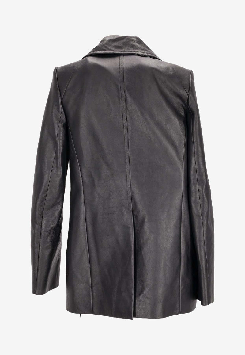 Ann Demeulemeester Helen Double-Breasted Leather Jacket Black B0010824LT081_099
