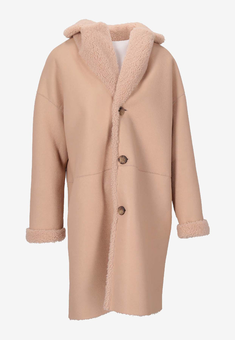 La Rose Single-Breasted Fur Coat Pink 1522CO_PANNA