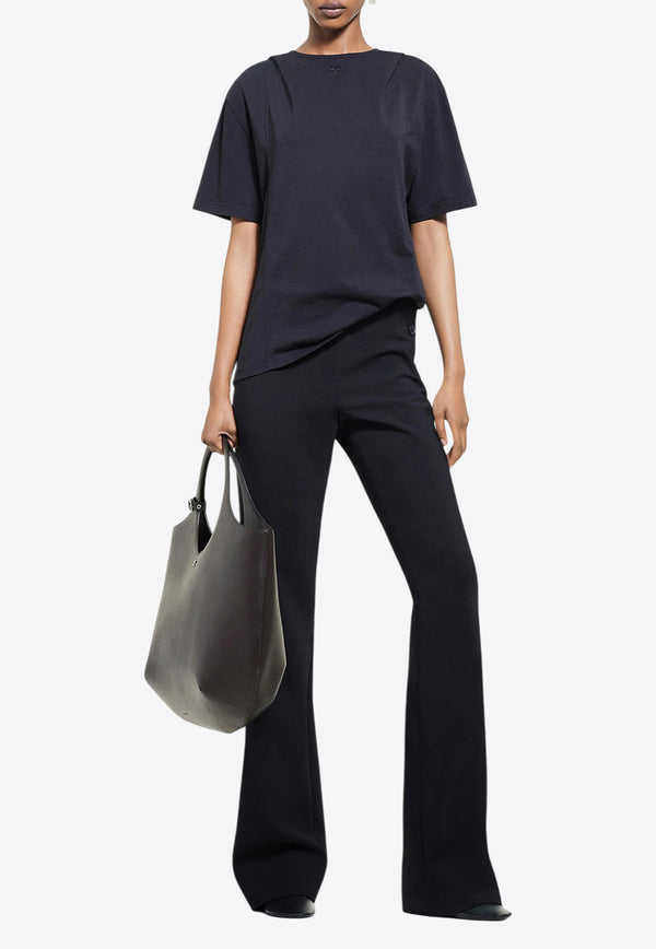 Courrèges Logo Embroidered Hooded T-shirt  Black 424JTS159JS0175_9999